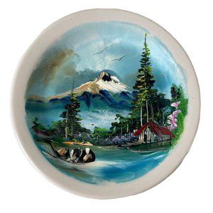 Hand Painted Mountain Scene Plate, Santa Anita Mexico, Home Decor, 6.5”